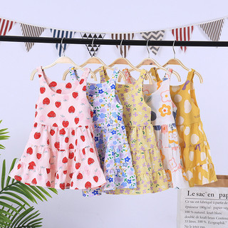(6m-15Y) Váy không tay cho bé gái Váy hoa dây đeo vai bằng vải Cotton