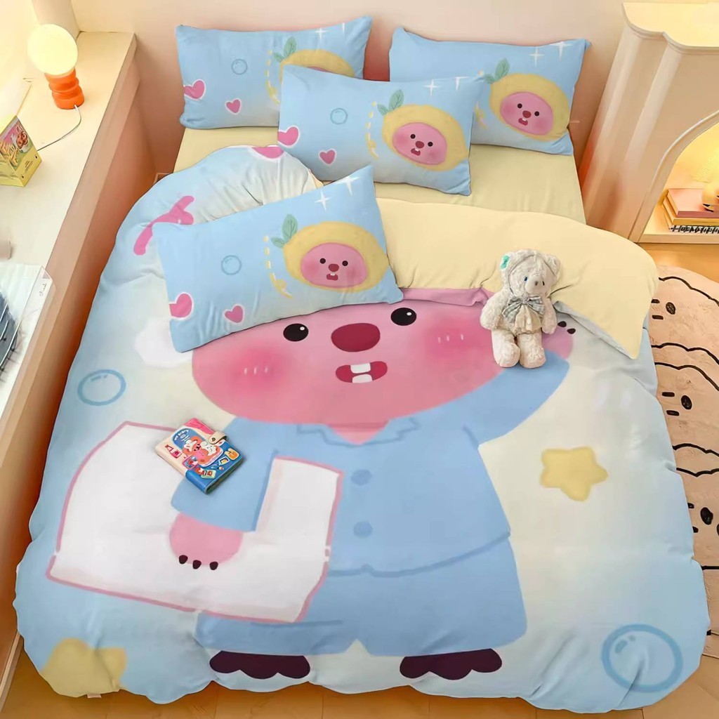 Ps1 Dễ Thương Loopy 3IN1 Phù Hợp Với Bộ Chăn Ga Gối Chăn Gối Ký Túc Xá Nhà Phòng Ngủ Có Thể Giặt SP1
