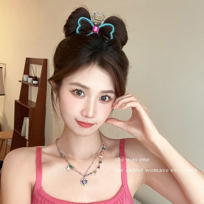 [Yunyuan] Kẹp Tóc Nơ Kim Cương Giả Cho Nữ Nhiều Màu Sắc Jelly Công Chúa Phụ Kiện Tóc Màu Kim Cương Kẹp Nơ Mũ Đội Đầu Kẹp Cá Mập Cực Lớn