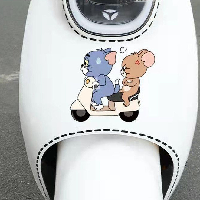Mũ bảo hiểm Tom Cat / chuột Jerry Cat dễ thương / nhãn dán tạo kiểu xe hơi