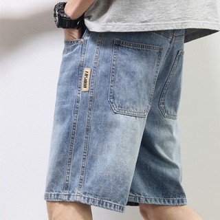 Quần jean nam ESEA mùa hè Mỹ retro bảo hộ lao động chống mài mòn thoải mái quần short dáng rộng