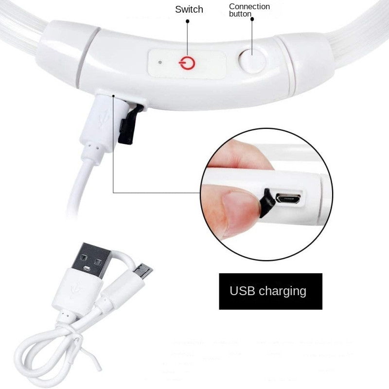 Chó Dạ Quang Cổ Chó Thú Cưng Đi Bộ Đèn Cổ Chó Đêm Lớn / Nhỏ Chó / Mèo Dạ Quang USB Sạc Cổ