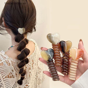 Thi 1 Dây Cao Su Co Giãn Trái Tim Dành Cho Nữ Bé Gái Dây Điện Thoại Dây Buộc Tóc Vòng Xoắn Ốc Cuộn Dây Tóc Đuôi Ngựa Giá Đỡ Phụ Kiện VN