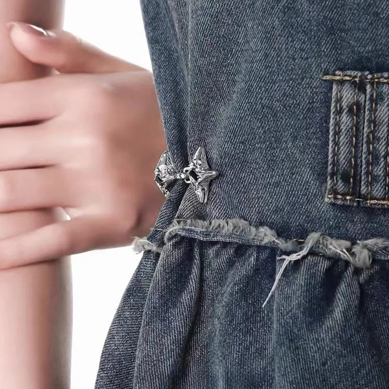 Khóa thắt lưng ngôi sao bốn cánh chéo - Thời trang, Đa năng - Nút thắt lưng - Dành cho quần Kẹp váy - Có thể tháo rời, Không may, Có thể điều chỉnh - Đồ trang trí quần jean - Phụ kiện thắt lưng