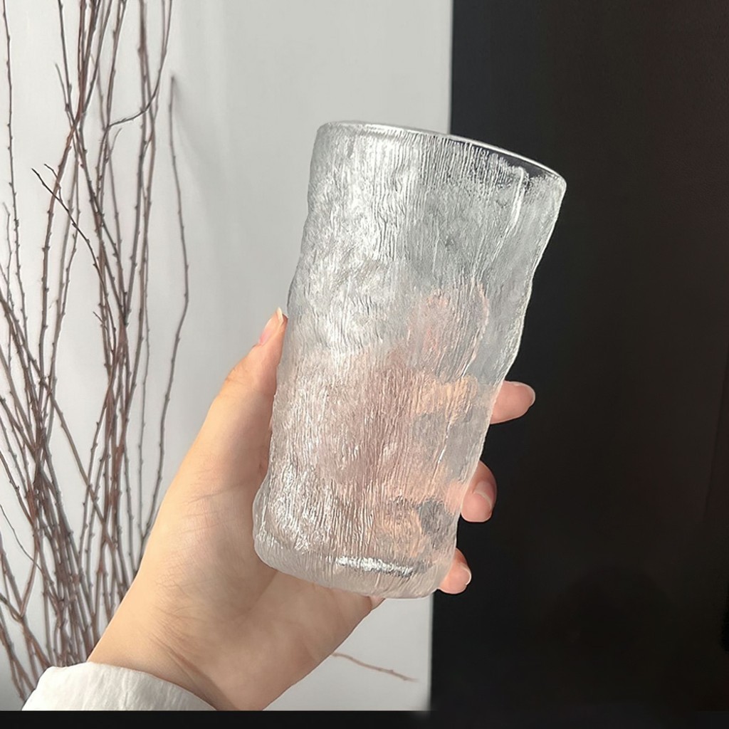 Ly thủy tinh decor chịu nhiệt vân nhám phong cách Hàn Quốc , Cốc thủy tinh sóng