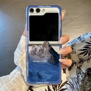 Hoàng Hôn Tuyết Họa Tiết Núi Ốp Lưng Điện Thoại Samsung Galaxy Z Flip 5 Flip 4 Flip 3 Gấp Cứng PC Trong Suốt Dành Cho Samsung Galaxy Z Flip4 Flip5 Flip3