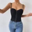 Corset xương cá màu xám gợi cảm, áo croptop ren mát mẻ cho mùa hè, vest nữ thời trang