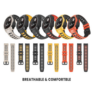 Dây đeo đồng hồ silicon hai màu cho Garmin Bản năng / Năng lượng mặt trời / Chiến thuật / Thể thao điện tử / Triều / 2 / 2 Năng lượng mặt trời / 2 Năng lượng mặt trời chiến thuật / Dây đeo có thể điều chỉnh