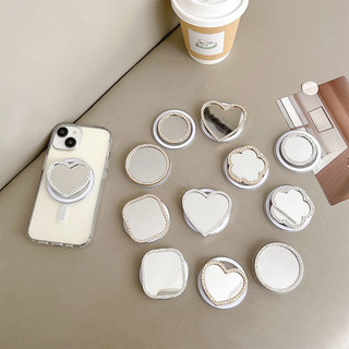 Giá đỡ điện thoại từ tính tròn gương đơn giản cho vỏ Magsafe và IPhone 15 14 13 12 Pro Max 14 Plus có thể gập lại Pop Ring Grip Giá đỡ bàn co giãn màu P2