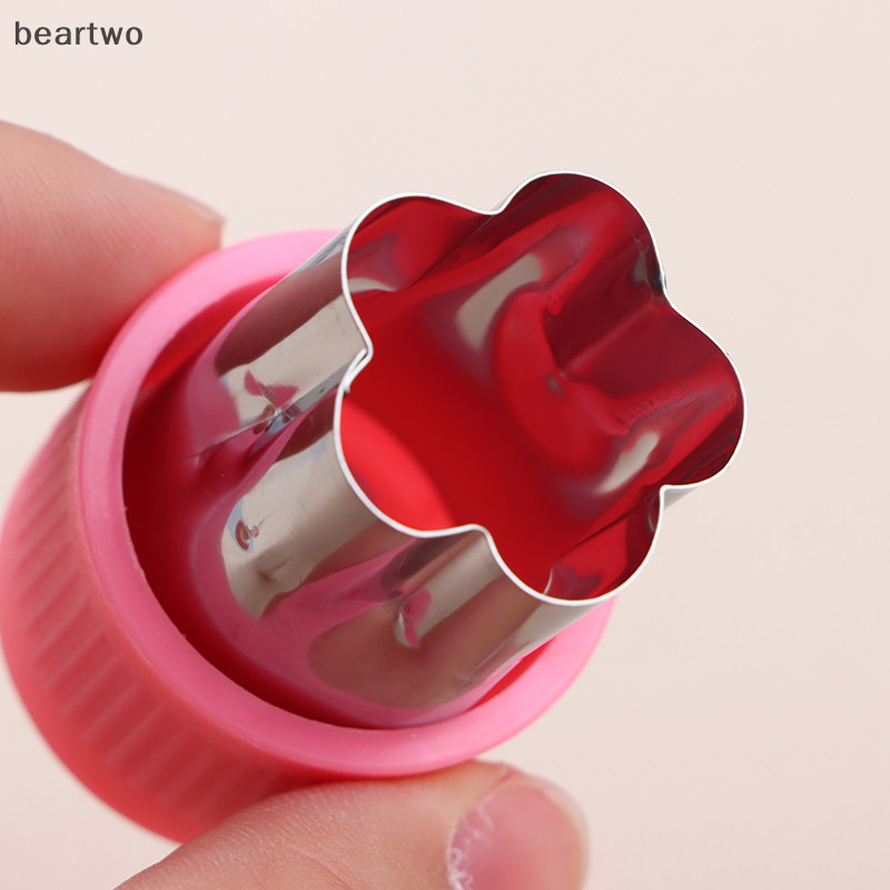 < Beartwo > 3 Cái / bộ Hình Trái Tim Ngôi Sao Hoa Cắt Rau Củ Tay Cầm Bằng Nhựa Di Động Thép Không Gỉ Cắt Trái Cây Tiện Ích Nhà Bếp Đẹp