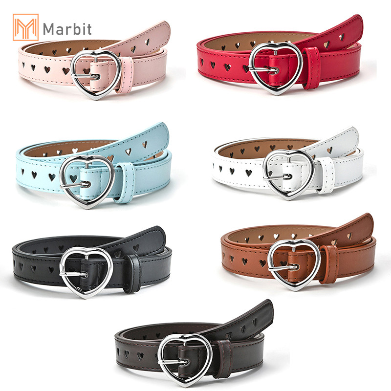 Marbit Trẻ Em Giả Da Trẻ Em Dễ Thương Đào Khóa Trái Tim Thắt Lưng Bé Gái Thắt Lưng Mới