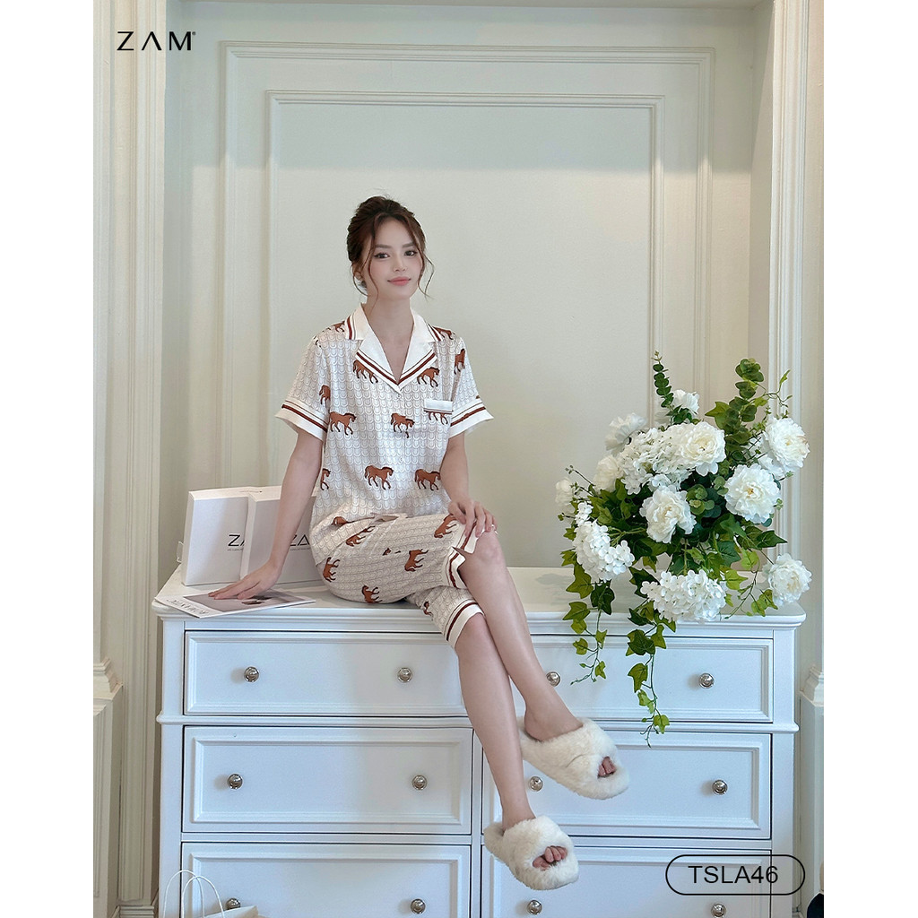 Ảnh BỘ MẶC NHÀ SHE BY ZAM - TSLA46 - BỘ NGẮN TAY QUẦN LỬNG NGỰA NÂU 2