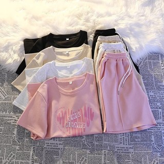 Bộ đồ thun thường ngày cho nữ mùa hè mới quần short ngắn tay dáng rộng
