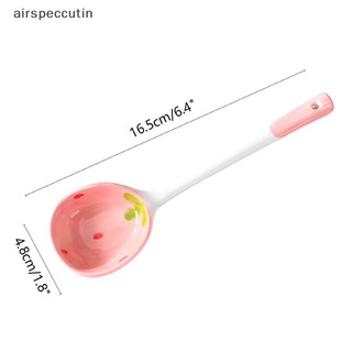 Airpeccutin Dâu Gốm Canh Thìa Dễ Thương Hàn Quốc Kem Vẽ Tay Cà Phê Món Tráng Miệng Tay Cầm Dài Thìa Phụ Kiện Nhà Bếp EN