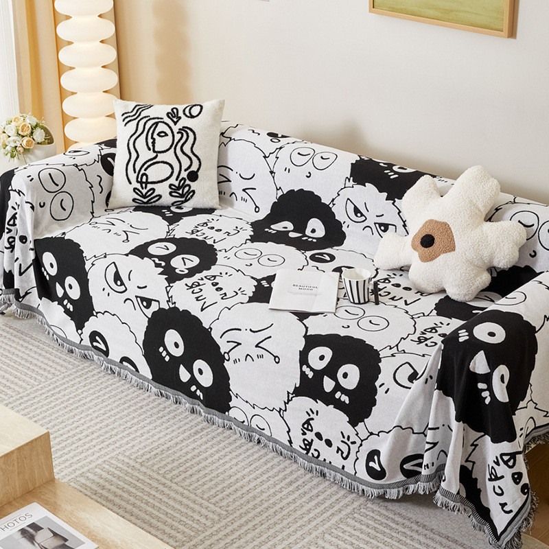 Vỏ sofa tua rua đơn giản hiện đại, Vỏ một mảnh, Chăn sofa chống trượt đa năng dày dặn và chống trầy xước cho mèo, Thích hợp cho ghế sofa hình chữ L