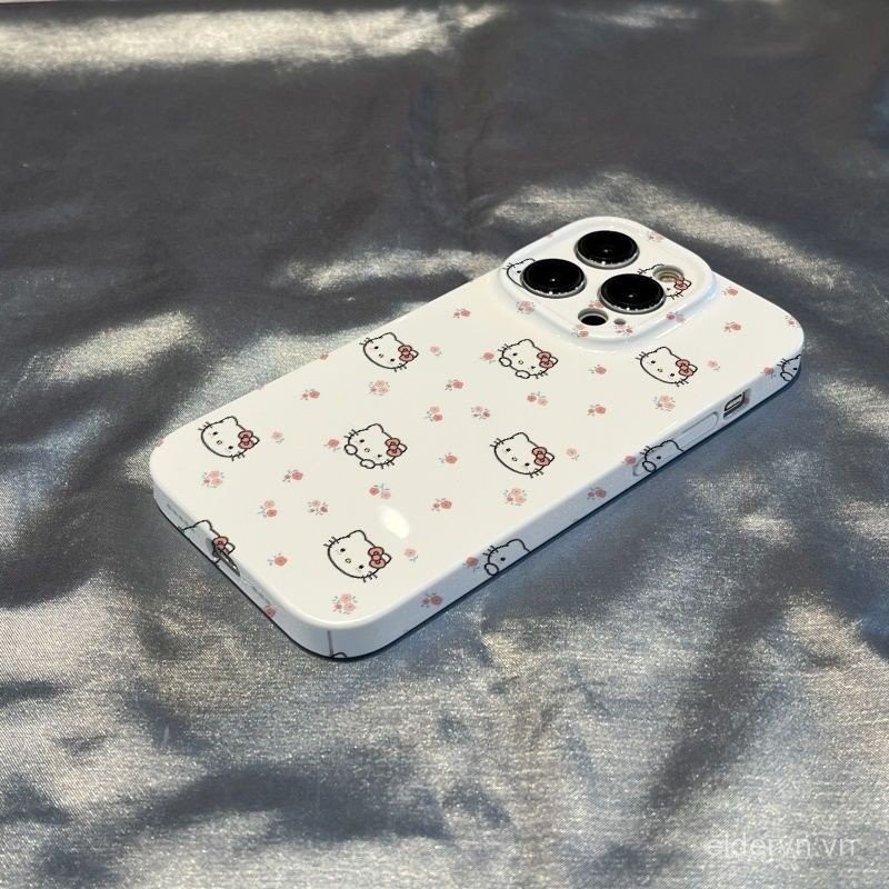 Toàn Màn Hình KT Hello Kitty QYJS Thích Hợp Cho Ốp Điện Thoại IPhone 15 14 13 ProMax 12 PRO 11 15 14 PLUS X XS XR XSMAX 7 8 PLUS SE Phim Cứng RDZJ