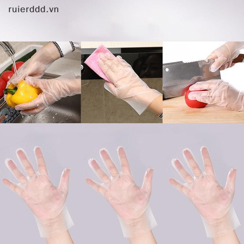 # Ruierdd # 50 / 100 chiếc Găng tay cao su miễn phí TPE Găng tay dùng một lần Axit chống trượt trong suốt An toàn làm việc Găng tay vệ sinh gia đình cấp thực phẩm.
