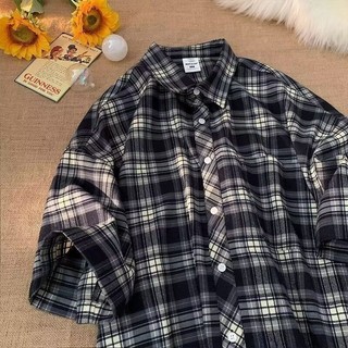 Áo sơ mi nam GKSSS tay ngắn Nhật Bản cổ điển dáng rộng giản dị Mỹ đường phố thời trang thương hiệu áo sơ mi kẻ sọc trung tính