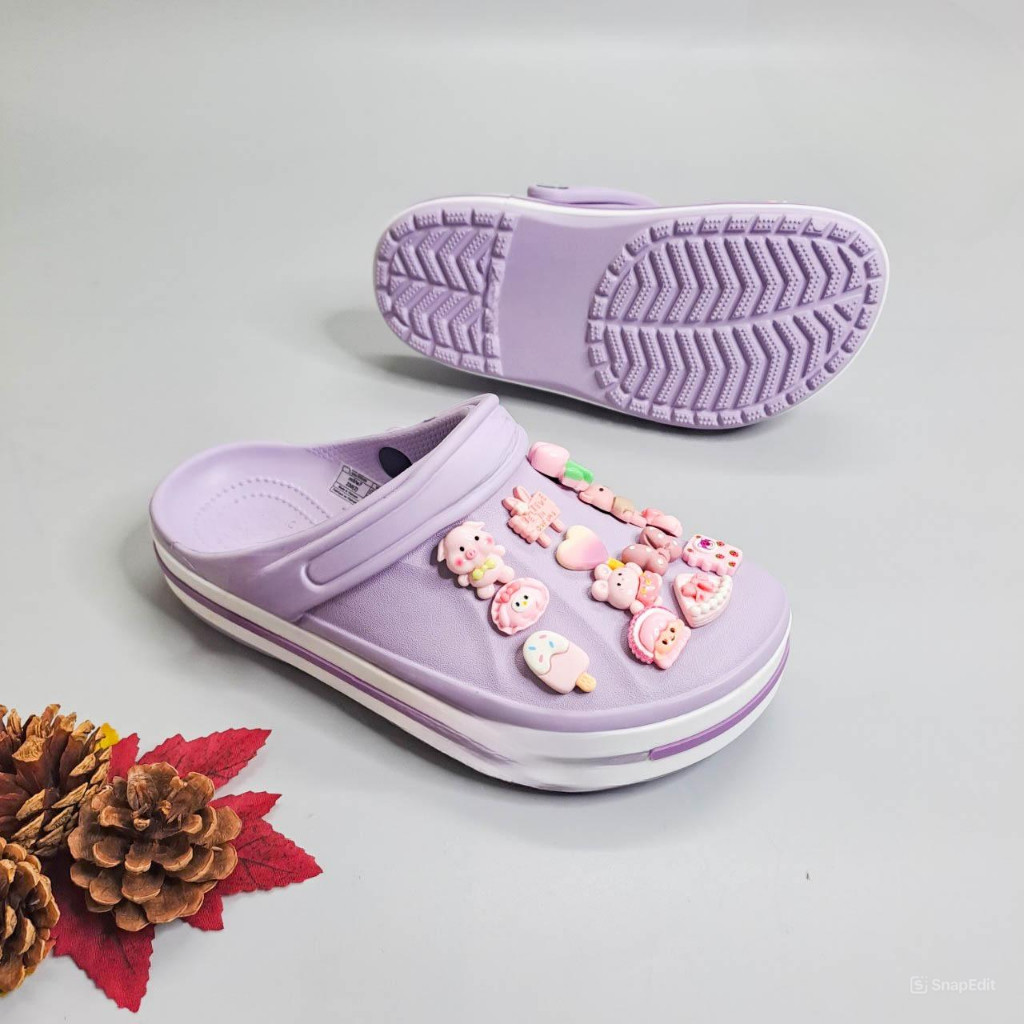 Dép sục baya unisex viền chữ nhiều màu tặng kèm jibbitz sticker, dép sục cho nam nữ nhựa đúc nguyên khối | BigBuy360 - bigbuy360.vn