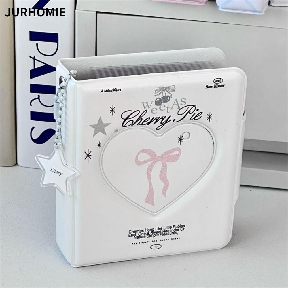 Album thẻ JURHOMIE, Chất kết dính thẻ ảnh Mini PVC 3 Inch, chú chó con Pudding chất lượng cao với 16 trang bên trong Love Bow Idol Card Collect Book