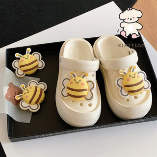 Xixitiao Sandal Nữ Nam Lỗ Giày Dép Thời Trang Ba Chiều Dễ Thương Hoạt Hình Ong Thoải Mái Mặc Ngoài Thường Ngày
