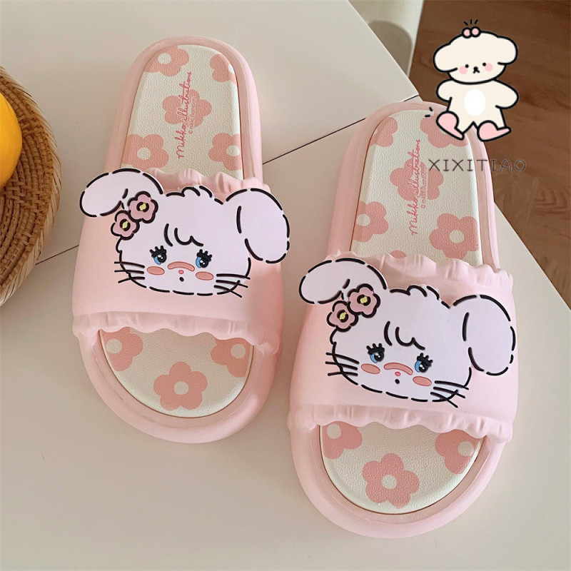 Xixitiaomikko Joint Sweet Floral Dép Mùa Hè Phong Cách Mới Nhật Bản Thỏ Dễ Thương Bên Ngoài Mặc Dép Thoải Mái Cô Gái Trái Tim