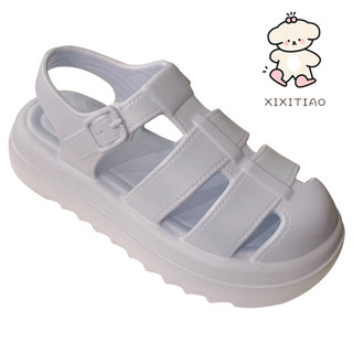 Xixitiao Sandal Nữ Kiểu La Mã Kiểu Dáng Thường Ngày Màu Trơn Mùa Hè Đế Dày Phong Cách Đi Biển