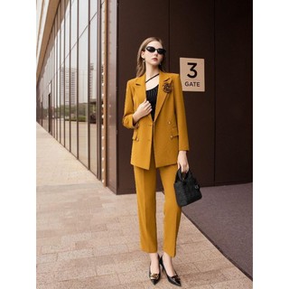 Set vest nữ dáng suông phối quần baggy cạp xếp ly LE219