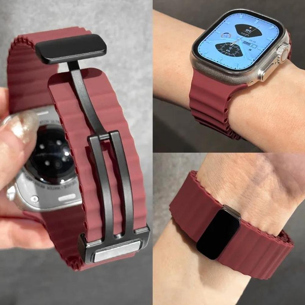 Dây đeo silicon khóa từ tính cho Apple Watch Series11 / 10 46mm 42mm Ultra3 / 2 / 1 49mm 9 8 7 6 5 4 3 SE 45mm 44mm 40mm 41mm 38mm