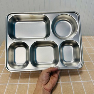 Khay cơm inox 5 ngăn sâu lòng (28 x 22 x 4cm), khay cơm cao cấp - Phương Trang