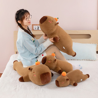 Đệm gối cho phụ nữ ngủ ngang hình capybara ôm chân màu cam, gối dài cho giường