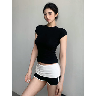 Áo thun ngắn tay Mỹ dành cho nữ 2025 Skims Tight Top Mới