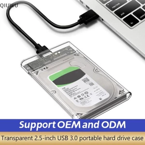 Ổ cứng gắn ngoài trong suốt QIUWU Vỏ SSD HDD 2.5or3.0 Inch Micro-b sang USB3.1 Vỏ ổ đĩa 4TB Tương thích Máy tính xách tay UASP SATA III.