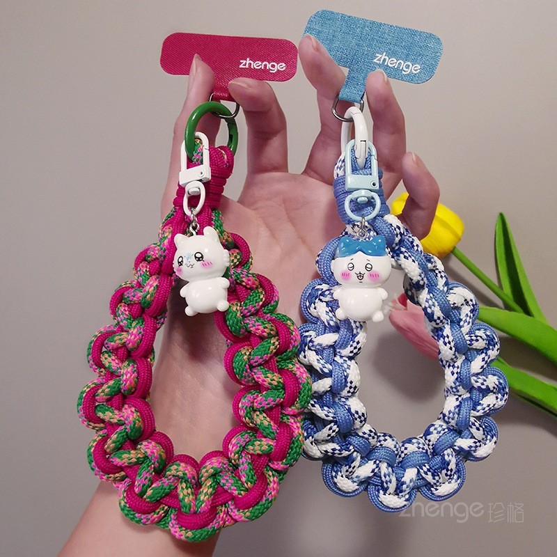 Điện Thoại Di Động Dây Cổ Tay Ngắn ins Thời Trang Nữ Mạnh Mẽ Bền Dây Dệt Tay Hoạt Hình Mặt Dây Chuyền Dễ Thương Mặt Dây Chuyền