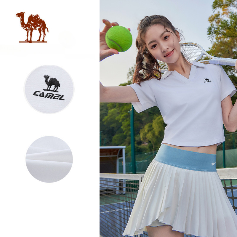 Ảnh Camel CROWN Áo Polo Thể Thao Nữ Tay Ngắn Mỏng Ve Áo Chạy Bóng Top 1