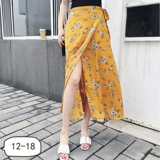 Váy buộc dây một mảnh Váy dài xẻ tà không đều Váy quấn