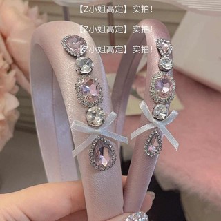 Băng đô nơ xốp Satin màu hồng ngọc trai