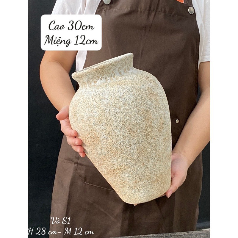 Bình Gốm Cổ trang men Atlantis Gốm Bát Tràng decor hoa cỏ lau, cành Thạch Nam, hoa ly, hoa loa kèn
