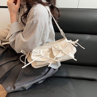 [Túi Ba Lê Hàn Quốc] Túi Dung Tích Lớn Nữ 2025 Mùa Xuân Thời Trang Nơ Một Vai Messenger Túi Nữ Đi Lại Nách Túi Vuông Nhỏ