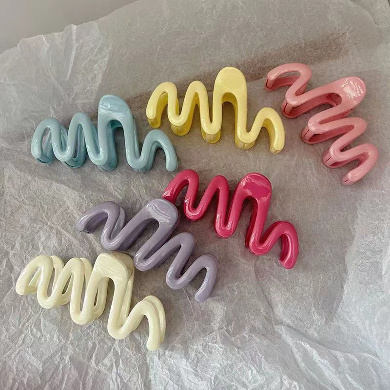 MIAOYA Y2k Bé Gái Acrylic Đầy Màu Sắc Sóng Kẹp Tóc Thời Trang Đơn Giản Sinh Viên Quà Tặng Sinh Nhật