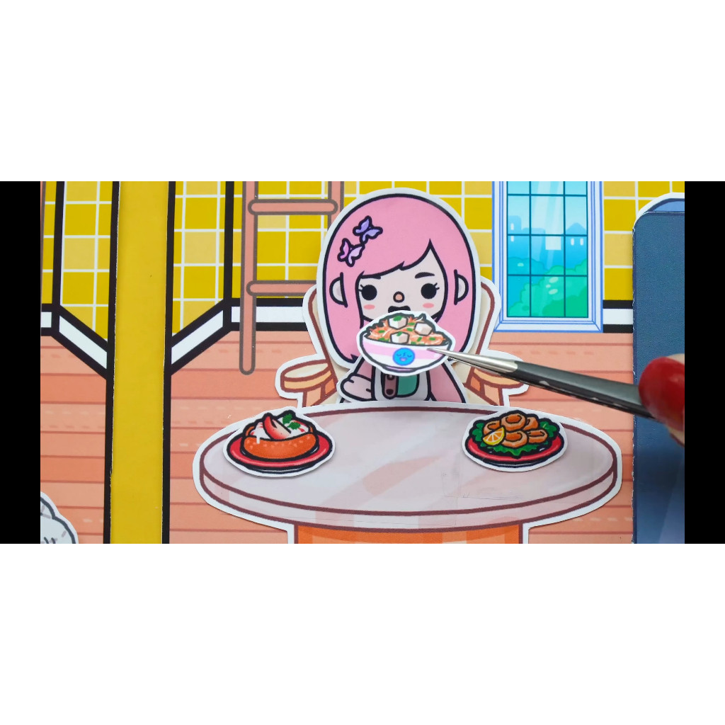 Đồ chơi giấy ngồi nhà búp bê bằng giấy tocaboca life Pink Castle Quiet Book thủ công DIY cho bé gái