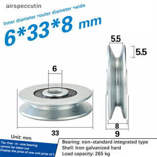 Airspecutin 6 * 33 * 8mm V Rãnh Vòng bi tinh thần Ròng rọc tròn Dây thép Over Line Lifg Bánh xe Hướng dẫn bánh xe Bánh xe lăn cơ EN