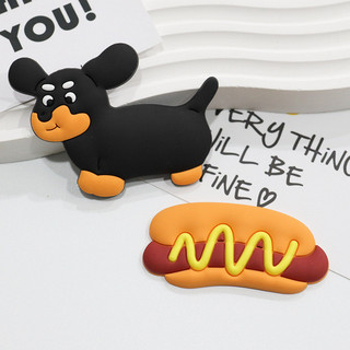MEOWU Charm dán 3D Chó Lạp Xưởng dễ thương, sticker nổi trang trí đồ dùng học tập laptop, điện thoại