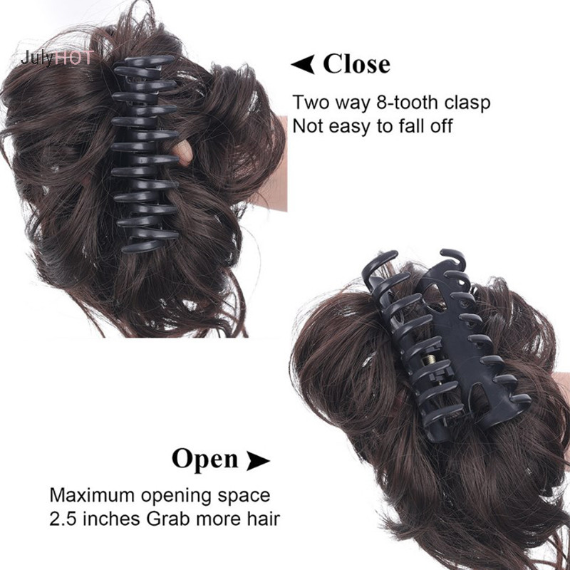 Julyhot Bun Chignon Xộn Xoăn Tóc Giả Kẹp Co Giãn Scrunchy Cho Nữ