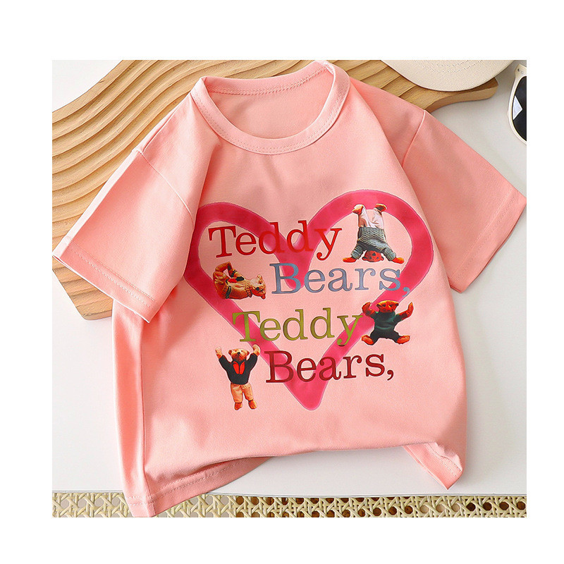 Trẻ Em Áo Thun Cotton Nguyên Chất Mùa Hè Phong Cách Mới Bé Gái Nửa Tay Top Mỏng Phong Cách Mùa Hè Quần Áo HWZA
