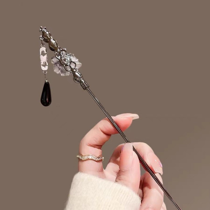 Mauropoli [Sẵn Sàng] Kẹp Tóc Tua Rua Mực Phong Cách Trung Hoa Mới Nữ Phong Cách Cổ Điển Bước Lắc Kẹp Tóc Hiện Đại Đơn Giản Kẹp Tóc Mũ Đội Đầu Cao Cấp