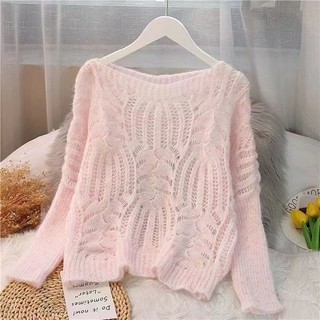 24.8.20 Phong Cách Lười Xanh Mohair Áo Len Nữ Chui Đầu Rời Thu Đông Retro Xoắn Rỗng Đan Áo Len Top Ngắn Lười Phong Cách Xanh Mohair Áo Len Nữ Áo Chui Đầu Rời Mùa Thu Retro Xoắn Rỗng Dệt Kim Áo Len Top Phong Cách Ngắn