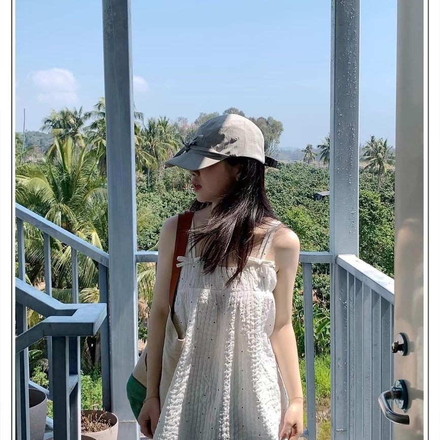 Milyfashion Kỳ Nghỉ Phong Cách Mới Ngọt Ngào Nhỏ Tươi Chấm Bi Mùa Hè Nơ Không Tay Rời Top Nữ Mặc Ngoài
