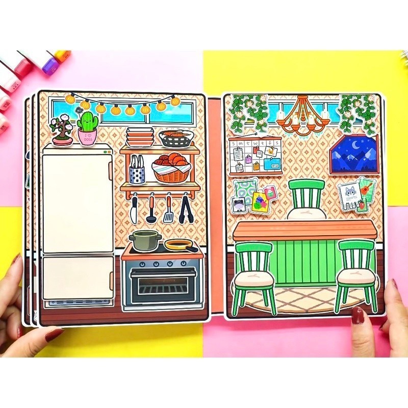 Sách Toca Life World Toca Boca 'S Chocolate House Mới squishy giấy tự làm ngôi nhà búp bê ngôi nhà búp bê giấy đồ chơi