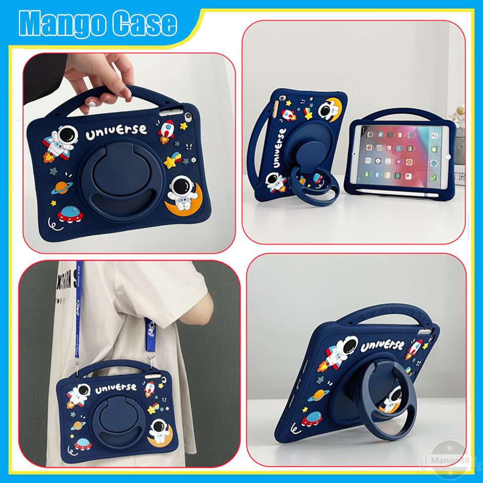 Ốp Lưng Cho iPad 11th (A16) 2025 iPad Air 11 "2024 M2 / 2 360 Xoay Đứng Dây Đeo Keo Mềm Bao Đứng Vỏ Máy Tính Bảng Hoạt Hình Trẻ Em An Toàn Trẻ Em Bảo Vệ Chống Sốc An Toàn Cầm Tay